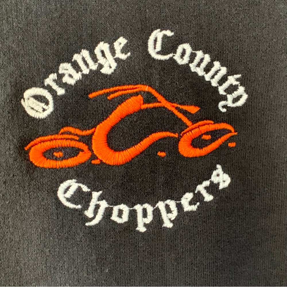 2000s Orange County Choppers Black & Orange 2 Sided Graphic Faded Hoodie NWOT - Picture 4 of 14